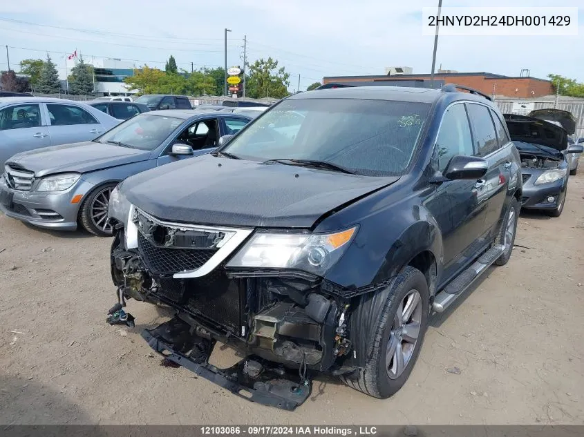 2013 Acura Mdx VIN: 2HNYD2H24DH001429 Lot: 12103086