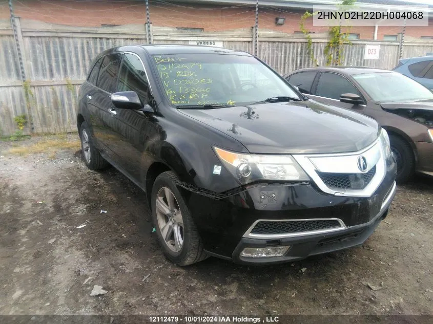 2013 Acura Mdx VIN: 2HNYD2H22DH004068 Lot: 12112479