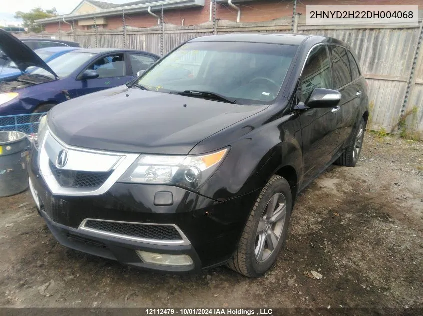 2013 Acura Mdx VIN: 2HNYD2H22DH004068 Lot: 12112479