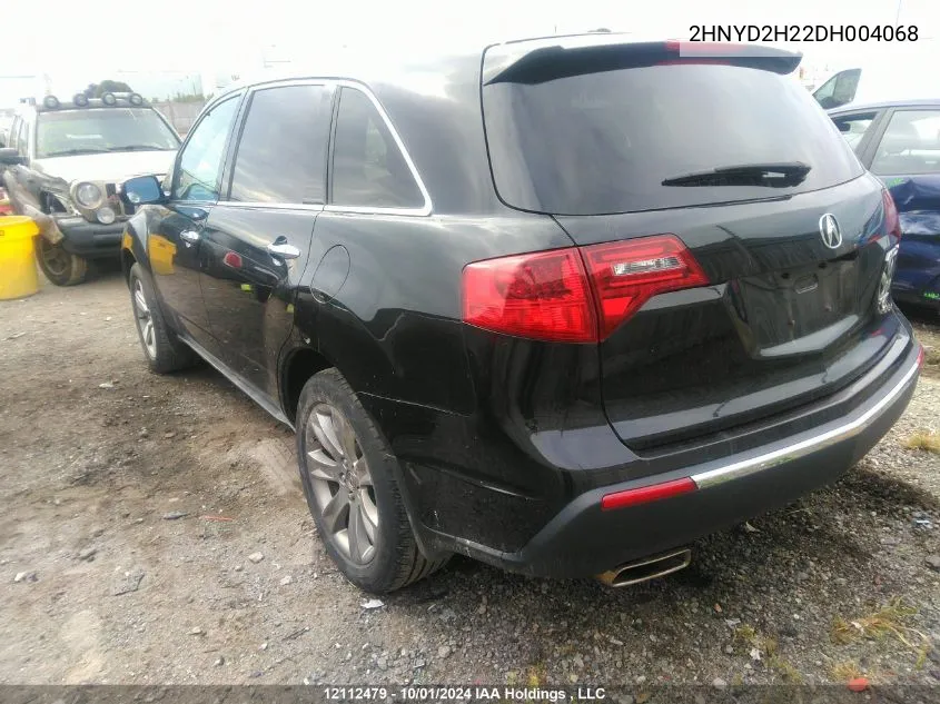 2013 Acura Mdx VIN: 2HNYD2H22DH004068 Lot: 12112479