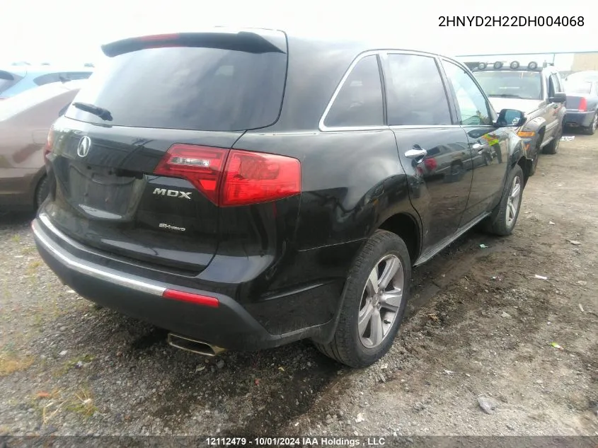 2013 Acura Mdx VIN: 2HNYD2H22DH004068 Lot: 12112479