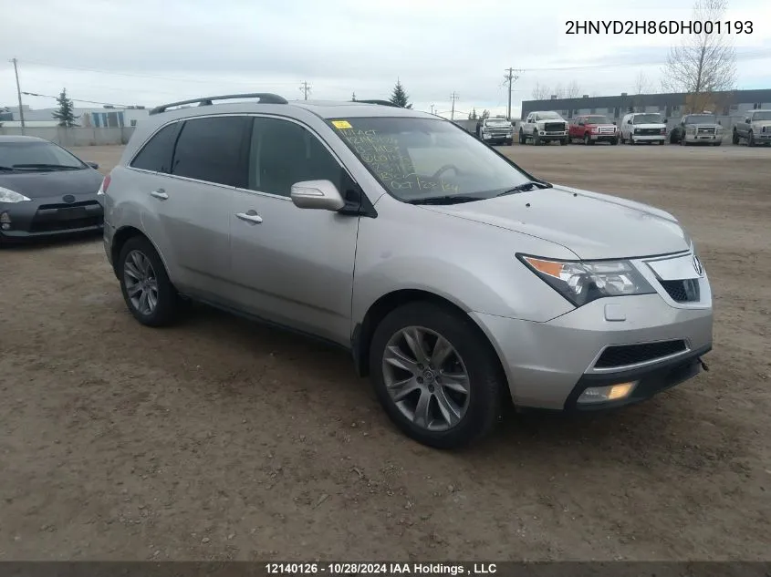 2013 Acura Mdx VIN: 2HNYD2H86DH001193 Lot: 12140126