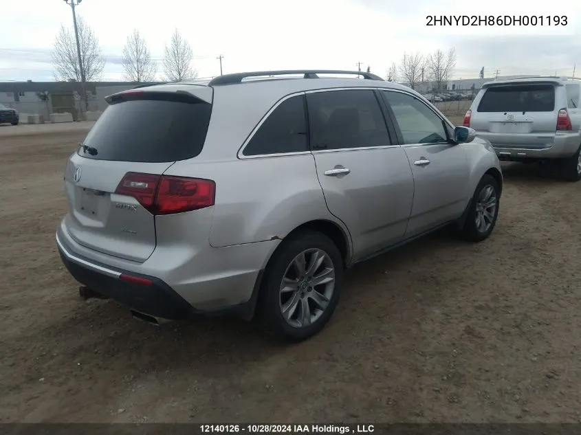 2013 Acura Mdx VIN: 2HNYD2H86DH001193 Lot: 12140126