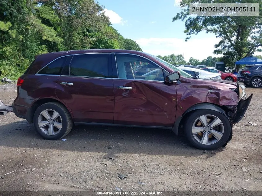 2013 Acura Mdx VIN: 2HNYD2H24DH505141 Lot: 40148991