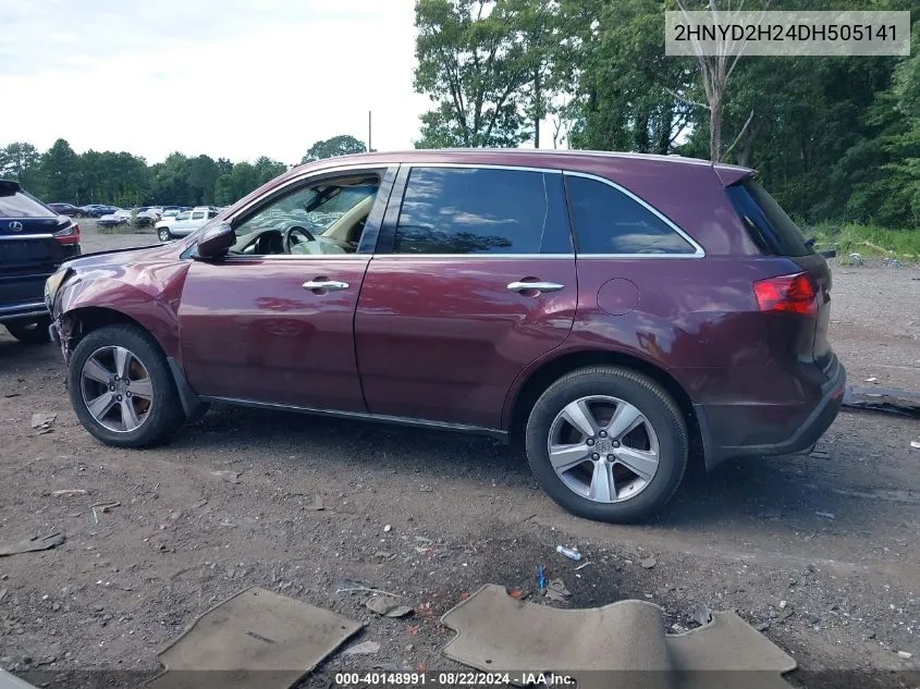 2013 Acura Mdx VIN: 2HNYD2H24DH505141 Lot: 40148991