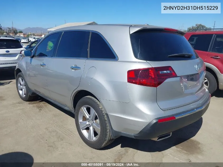 2013 Acura Mdx Technology Package VIN: 2HNYD2H31DH515229 Lot: 40155091