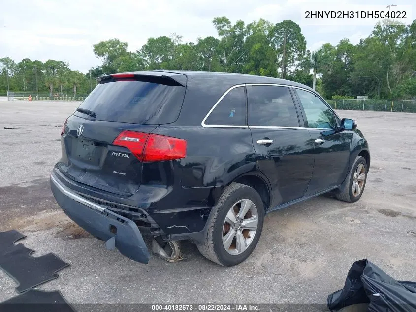 2013 Acura Mdx Technology Package VIN: 2HNYD2H31DH504022 Lot: 40182573