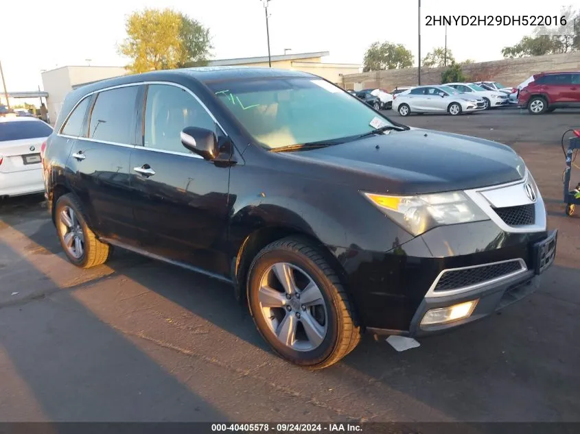 2013 Acura Mdx VIN: 2HNYD2H29DH522016 Lot: 40405578