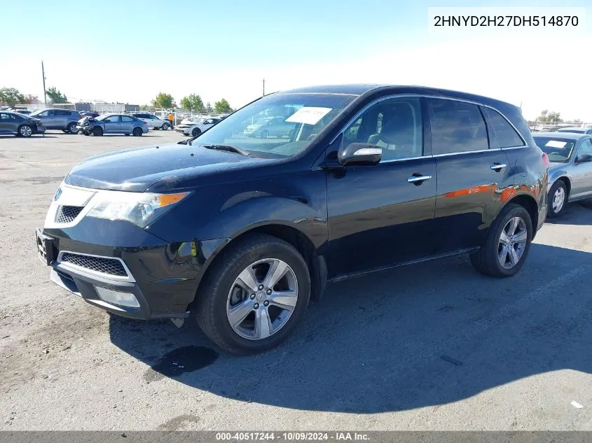 2013 Acura Mdx VIN: 2HNYD2H27DH514870 Lot: 40517244