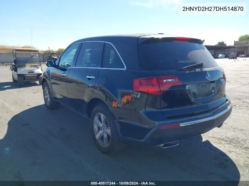 2013 Acura Mdx VIN: 2HNYD2H27DH514870 Lot: 40517244