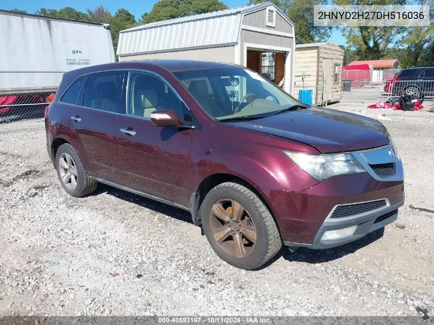 2013 Acura Mdx VIN: 2HNYD2H27DH516036 Lot: 40593167