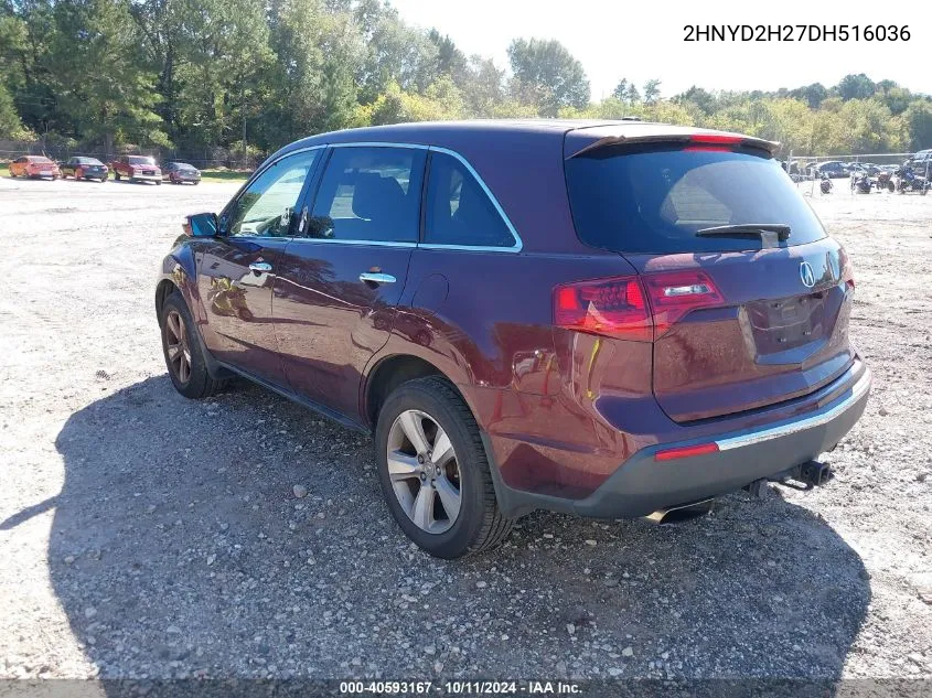 2013 Acura Mdx VIN: 2HNYD2H27DH516036 Lot: 40593167