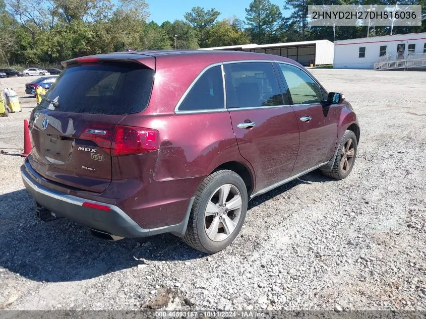 2013 Acura Mdx VIN: 2HNYD2H27DH516036 Lot: 40593167