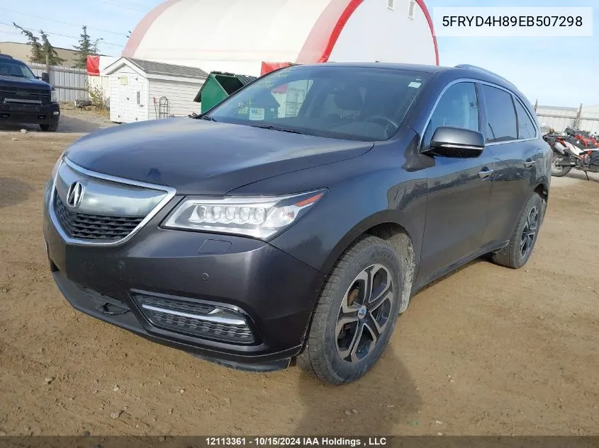 2014 Acura Mdx VIN: 5FRYD4H89EB507298 Lot: 12113361