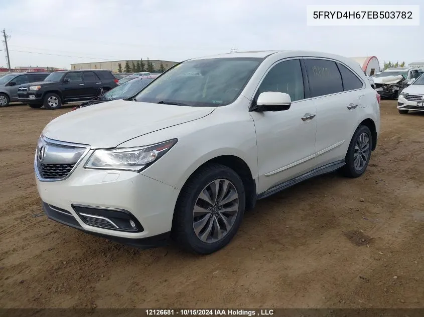 2014 Acura Mdx VIN: 5FRYD4H67EB503782 Lot: 12126681