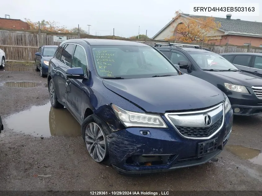 2014 Acura Mdx VIN: 5FRYD4H43EB503163 Lot: 12129361