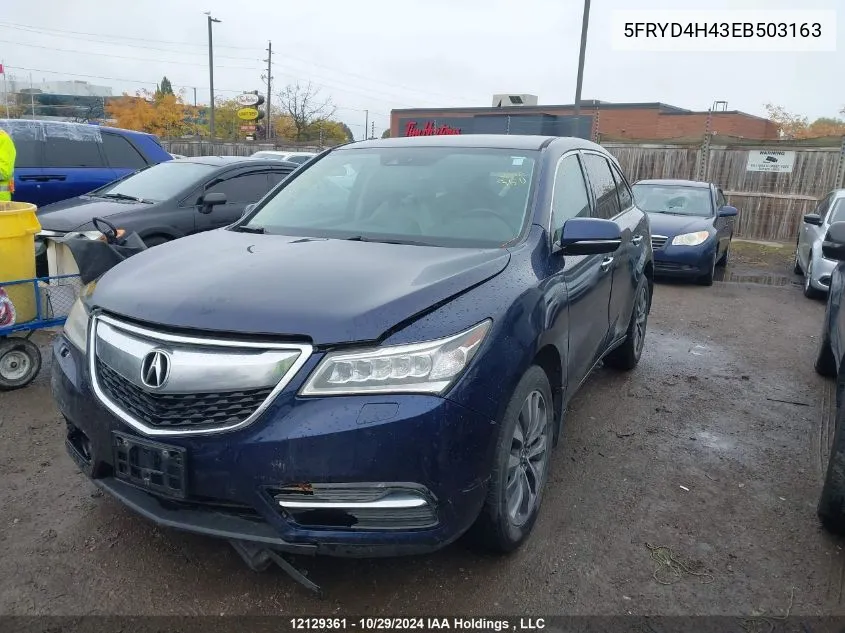 2014 Acura Mdx VIN: 5FRYD4H43EB503163 Lot: 12129361