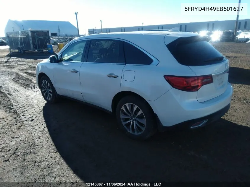 2014 Acura Mdx VIN: 5FRYD4H49EB501627 Lot: 12145867