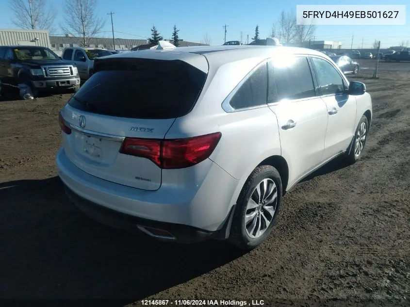 2014 Acura Mdx VIN: 5FRYD4H49EB501627 Lot: 12145867