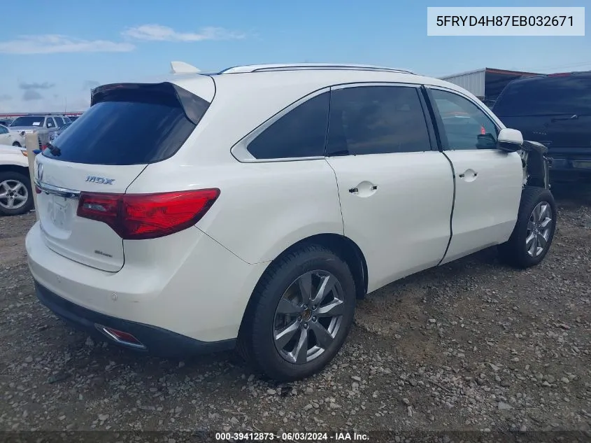 5FRYD4H87EB032671 2014 Acura Mdx Advance Pkg W/Entertainment Pkg