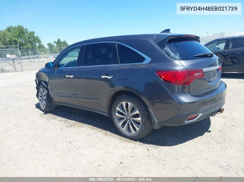 2014 Acura Mdx Technology Package VIN: 5FRYD4H48EB021739 Lot: 39632339