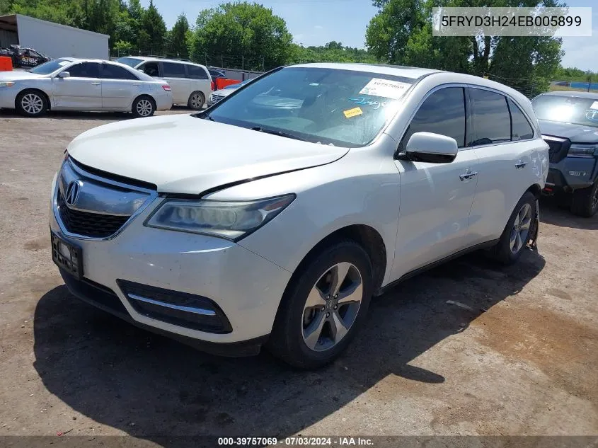 2014 Acura Mdx VIN: 5FRYD3H24EB005899 Lot: 39757069