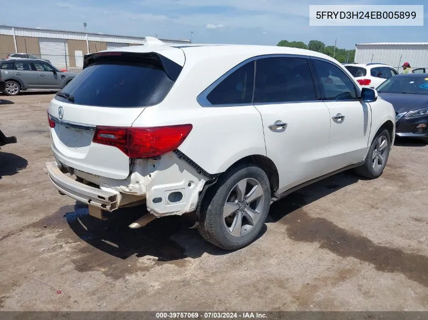 2014 Acura Mdx VIN: 5FRYD3H24EB005899 Lot: 39757069