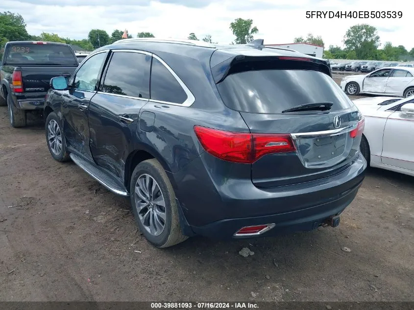 2014 Acura Mdx Technology Package VIN: 5FRYD4H40EB503539 Lot: 39881093