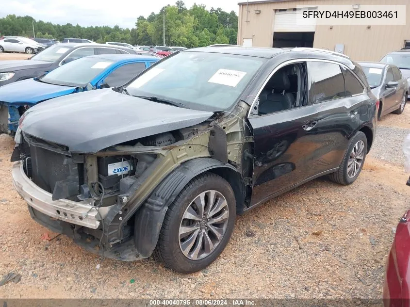 2014 Acura Mdx Technology Package VIN: 5FRYD4H49EB003461 Lot: 40040795