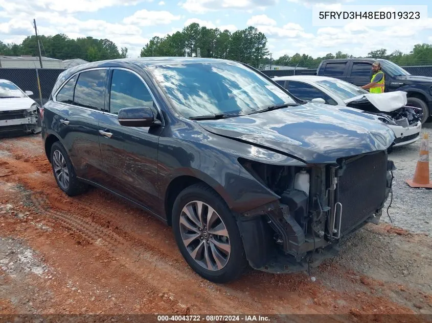 2014 Acura Mdx Technology Package VIN: 5FRYD3H48EB019323 Lot: 40043722