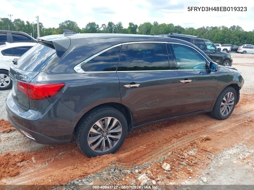 2014 Acura Mdx Technology Package VIN: 5FRYD3H48EB019323 Lot: 40043722