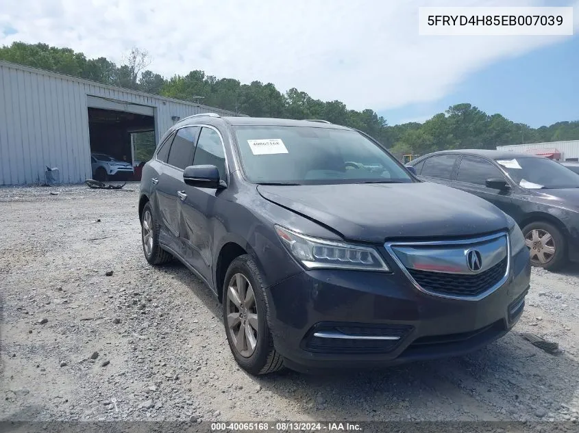 5FRYD4H85EB007039 2014 Acura Mdx Advance Pkg W/Entertainment Pkg