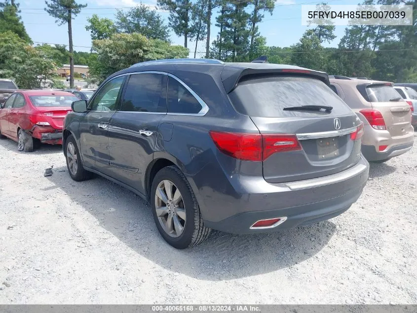 2014 Acura Mdx Advance Pkg W/Entertainment Pkg VIN: 5FRYD4H85EB007039 Lot: 40065168