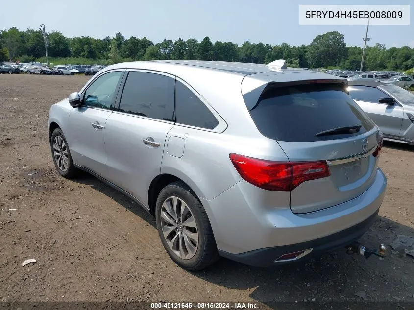 2014 Acura Mdx Technology Package VIN: 5FRYD4H45EB008009 Lot: 40121645