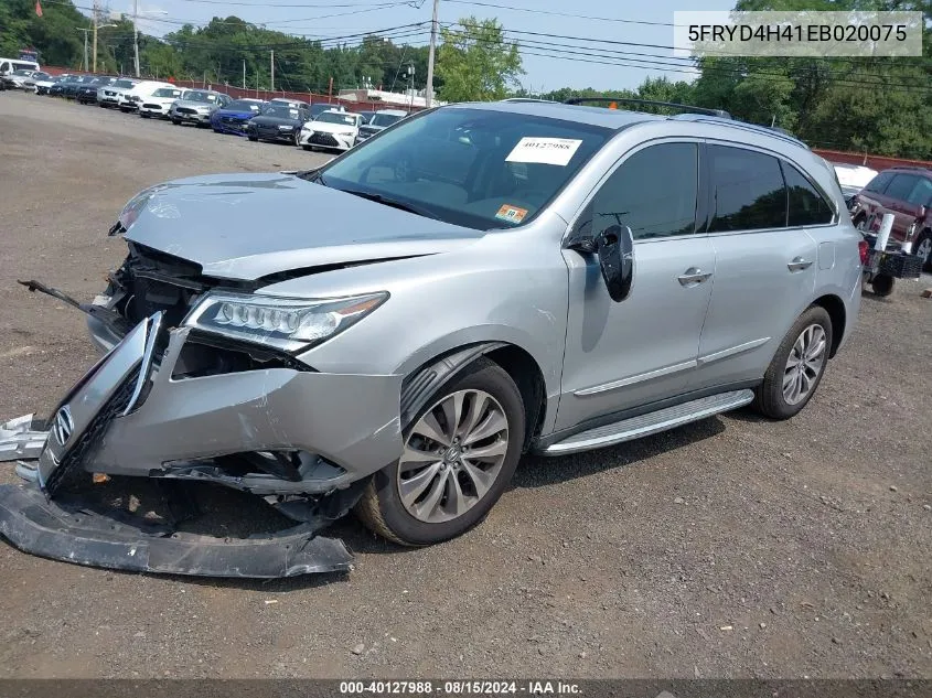 2014 Acura Mdx Technology Package VIN: 5FRYD4H41EB020075 Lot: 40127988