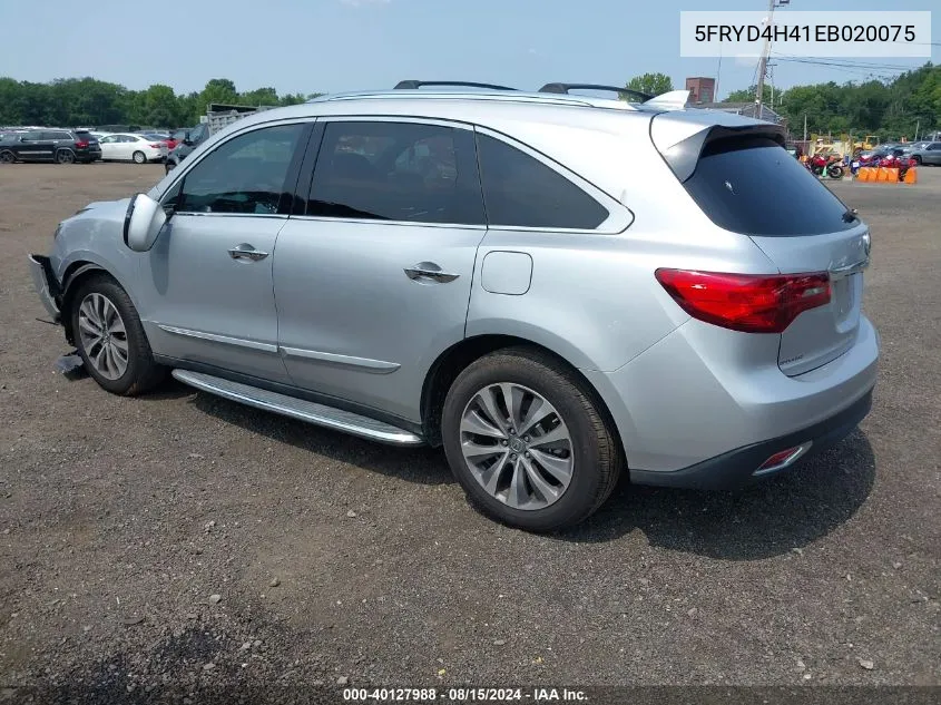 2014 Acura Mdx Technology Package VIN: 5FRYD4H41EB020075 Lot: 40127988