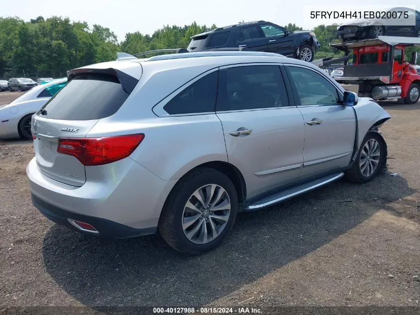 2014 Acura Mdx Technology Package VIN: 5FRYD4H41EB020075 Lot: 40127988