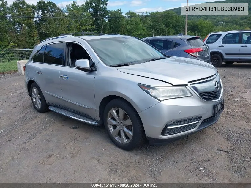 2014 Acura Mdx Advance Pkg W/Entertainment Pkg VIN: 5FRYD4H81EB038983 Lot: 40151615