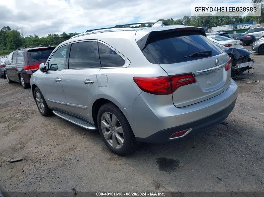 5FRYD4H81EB038983 2014 Acura Mdx Advance Pkg W/Entertainment Pkg