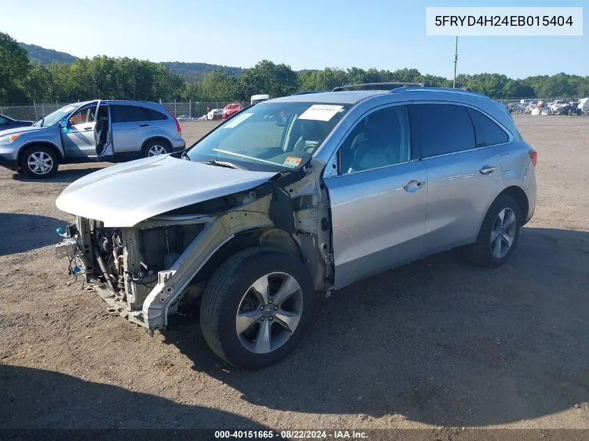 2014 Acura Mdx VIN: 5FRYD4H24EB015404 Lot: 40151665