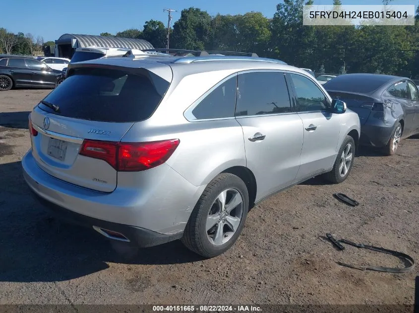 2014 Acura Mdx VIN: 5FRYD4H24EB015404 Lot: 40151665