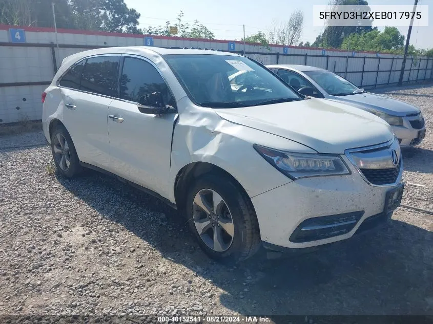 2014 Acura Mdx VIN: 5FRYD3H2XEB017975 Lot: 40152541