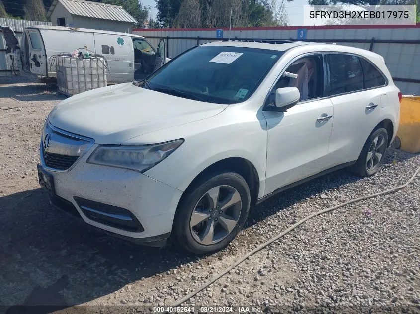 2014 Acura Mdx VIN: 5FRYD3H2XEB017975 Lot: 40152541