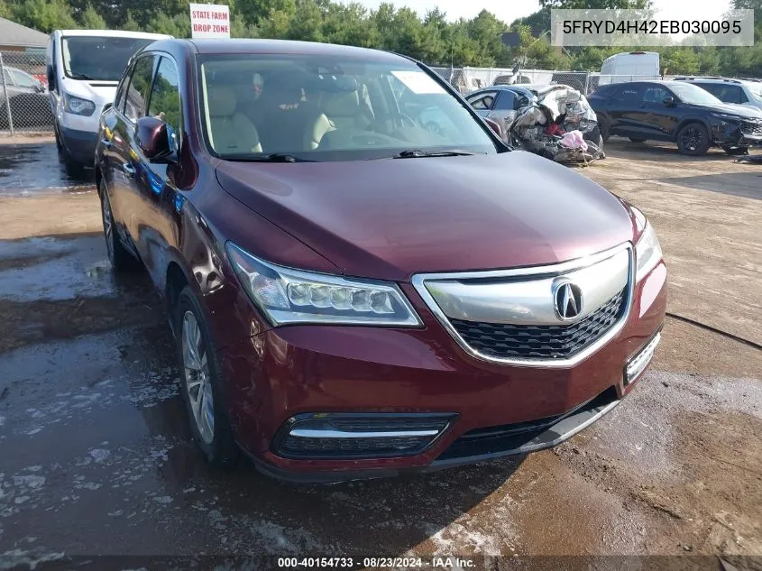 2014 Acura Mdx Technology Package VIN: 5FRYD4H42EB030095 Lot: 40154733