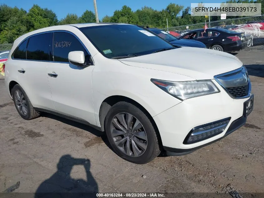 2014 Acura Mdx Technology Package VIN: 5FRYD4H48EB039173 Lot: 40163284