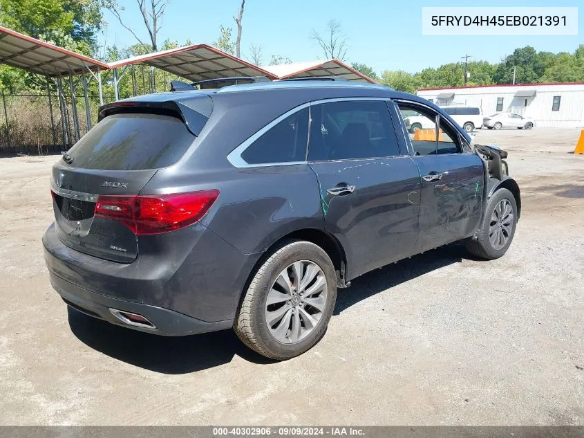 2014 Acura Mdx Technology Package VIN: 5FRYD4H45EB021391 Lot: 40302906