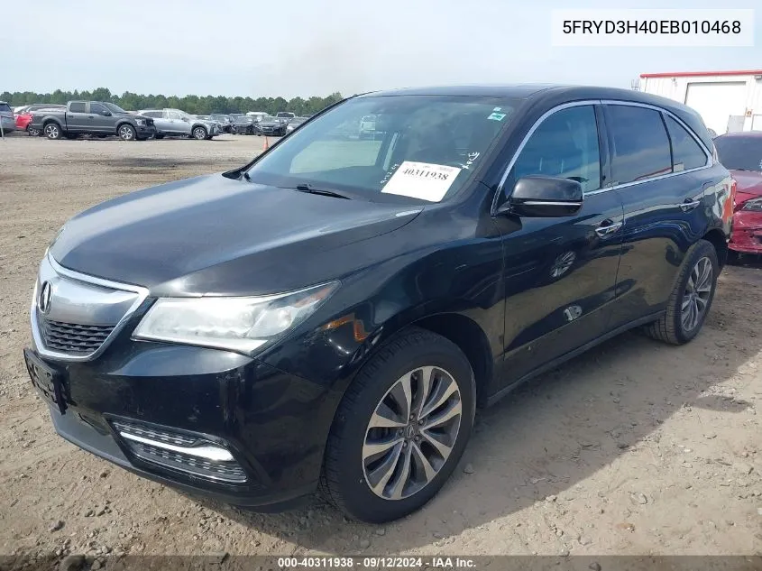 2014 Acura Mdx Technology VIN: 5FRYD3H40EB010468 Lot: 40311938