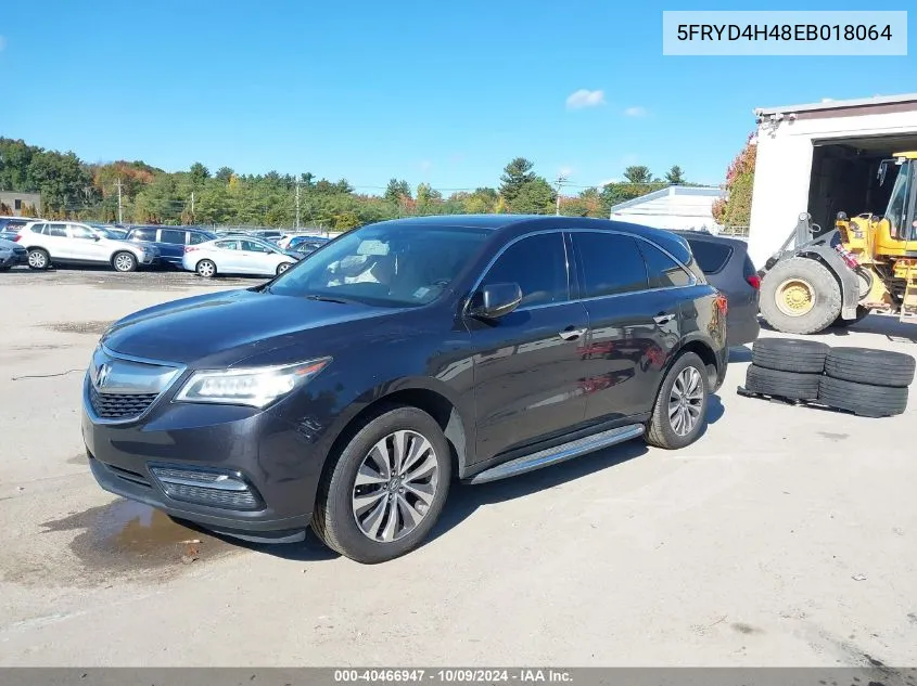 2014 Acura Mdx Technology Package VIN: 5FRYD4H48EB018064 Lot: 40466947