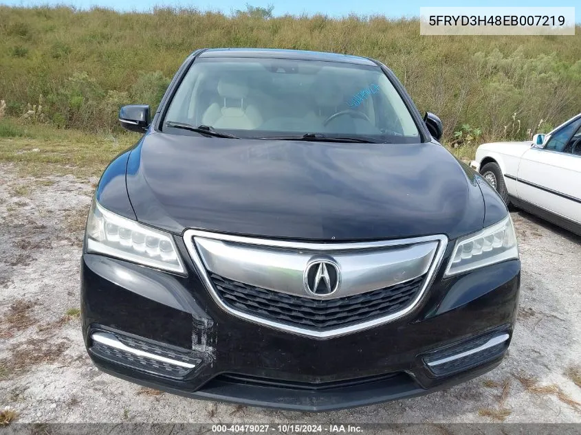 2014 Acura Mdx Technology Package VIN: 5FRYD3H48EB007219 Lot: 40479027