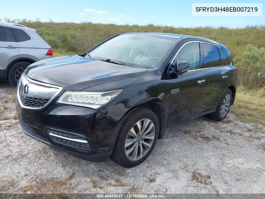 2014 Acura Mdx Technology Package VIN: 5FRYD3H48EB007219 Lot: 40479027